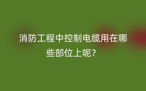 消防工程中控制電纜用在哪些部位上呢？(圖1)