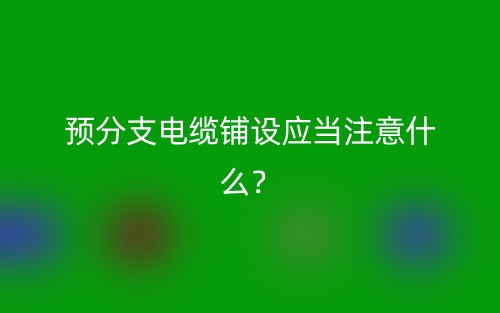 預(yù)分支電纜鋪設(shè)應(yīng)當(dāng)注意什么？(圖1)
