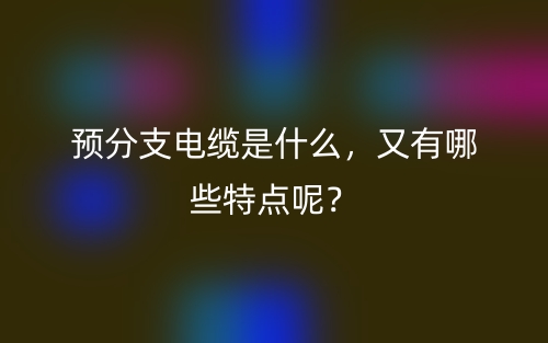 預(yù)分支電纜是什么，又有哪些特點(diǎn)呢？(圖1)