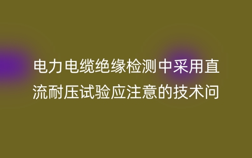 電力電纜絕緣檢測(cè)中采用直流耐壓試驗(yàn)應(yīng)注意的技術(shù)問(wèn)題(圖1)